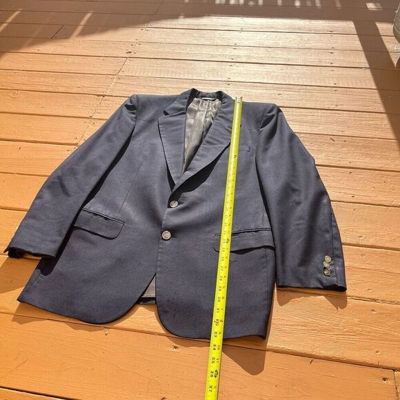 Burberry Suit Jacket Blazer Size 42R Mens Navy Blue Wool Single Vent 2 Button - Picture 8 of 15
